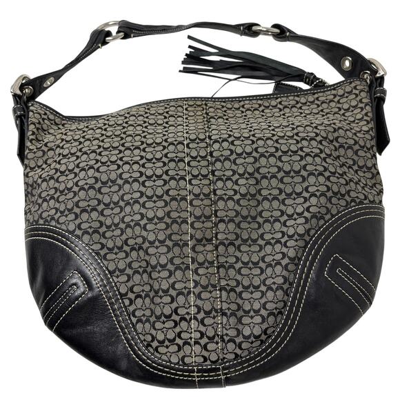 Coach Handbags - Vintage Y2K Coach Signature Jacquard Canvas Leather Bottom Bag Soho D062-2158